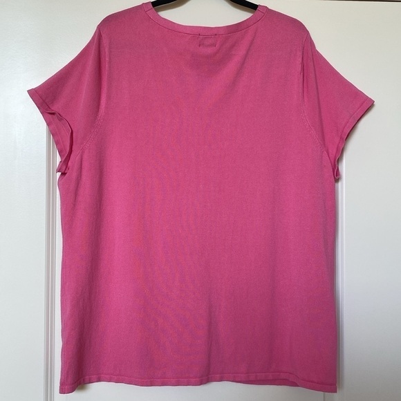 INC Pink Sweater Womens cap sleeve V neck plus Sz 3X Summer lightweight Barbie - Picture 2 of 10